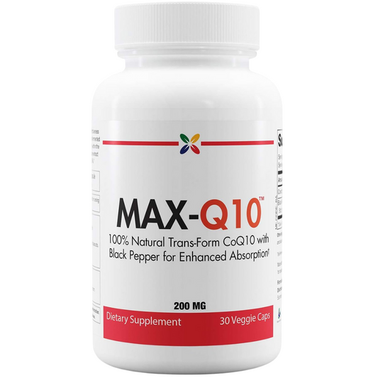 Stop Aging Now MAX-Q10 CoEnzyme Formulated with Kaneka Q10 and Enhanced BioPerine Black Pepper - 30 capsules