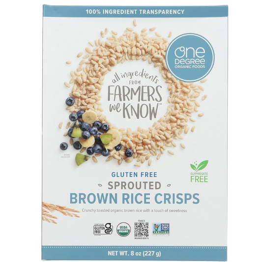 One Degree Cereal Rice Crisp Brown, 8 Oz