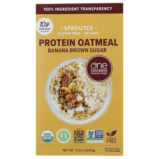 One Degree Organic Sprouted Banana Brown Sugar Protein Oatmeal, 11.6 OZ