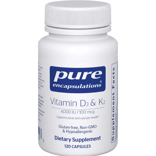 Pure Encapsulations Vitamin D3 & K2 | Bone and Vascular Health Support - 120 Capsules