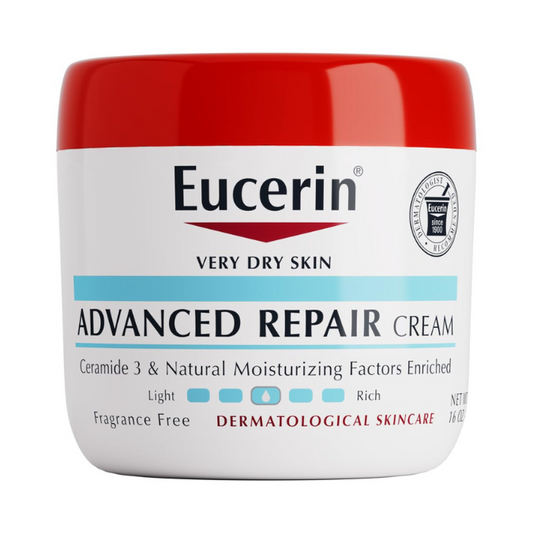 Eucerin Advanced Repair Body Cream for Very Dry Skin, Fragrance Free Daily Body Moisturizer, 16 Oz Jar