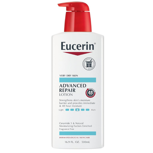 Eucerin Advanced Repair Body Lotion for Very Dry Skin, Unscented Lotion Formulated with Ceramides, 16.9 Fl Oz Bottle
