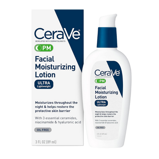 CeraVe PM Facial Moisturizing Lotion, Night Cream with Hyaluronic Acid and Niacinamide | 3 Ounce