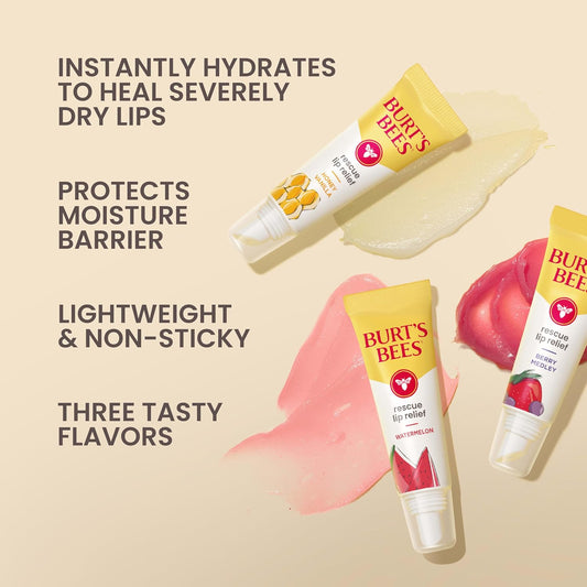 Burt's Bees Rescue Lip Relief, Honey Vanilla, Hydrating Lip Balm for Dry Cracked Lips | 0.35oz