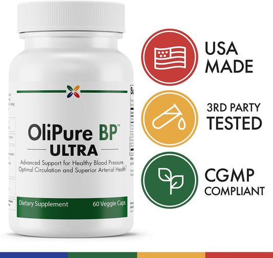 Stop Aging Now - OliPure BP Ultra with CoQ10 - Olive Leaf Extract with Black Pepper, Celery & Magnesium - 60 capsules