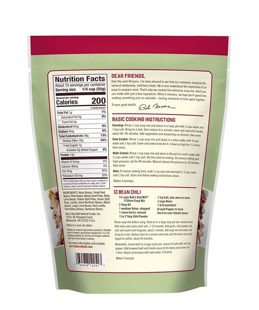 Bob's Red Mill 13 Bean Soup Mix, 29oz (Pack of 1) - Non GMO, Vegan, Kosher