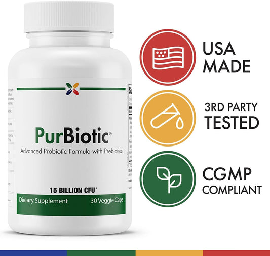 Stop Aging Now - PurBiotic® 15 BILLION CFU (PROWPT) - Advanced Probiotic Formula with Prebiotics - 30 capsules