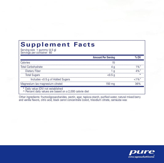 Pure Encapsulations Magnesium Gummy - Magnesium Citrate - 60 Gummies