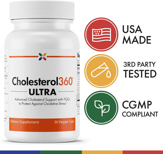 Stop Aging Now - Cholesterol360 Ultra - Heart Health, Blood Vessel and Cholesterol Supplements -  30 capsules