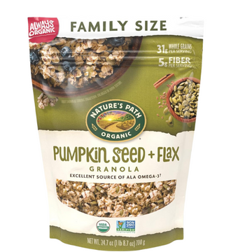 Nature's Path Organic Pumpkin Seed + Flax Granola, 24.7 oz (Pack of 1), Value Size, Non-GMO