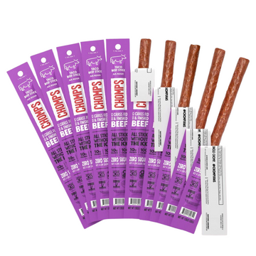 Chomps Grass-Fed and Finished Taco Beef Jerky Snack Sticks 10-Pack