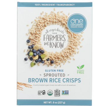 One Degree Cereal Rice Crisp Brown, 8 Oz