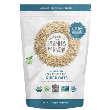 One Degree Organic Foods, Gluten Free, Sprouted Quick Oats, 24oz, 1 pack