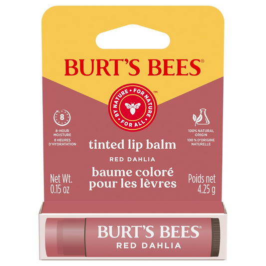 Burt's Bees Red Dahlia Tinted Lip Balm, Offers 8 Hours of Moisture for Dry Lips, Tinted Unflavored Lip Balm With a Hint of Color | 0.15 oz.