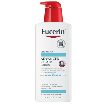 Eucerin Advanced Repair Body Lotion for Very Dry Skin, Unscented Lotion Formulated with Ceramides, 16.9 Fl Oz Bottle