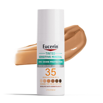 Eucerin Sun Tinted Sensitive Mineral Face Sunscreen Lotion SPF 35 | 1.7 Fl Oz Bottle