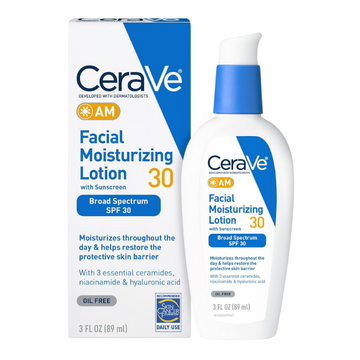 CeraVe AM Facial Moisturizing Lotion with SPF 30, Oil-Free Face Moisturizer with SPF | 3 Ounce