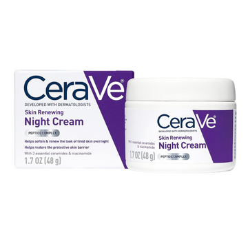 CeraVe Skin Renewing Night Cream, Niacinamide, Peptide Complex, and Hyaluronic Acid Moisturizer for Face | 1.7 Ounce